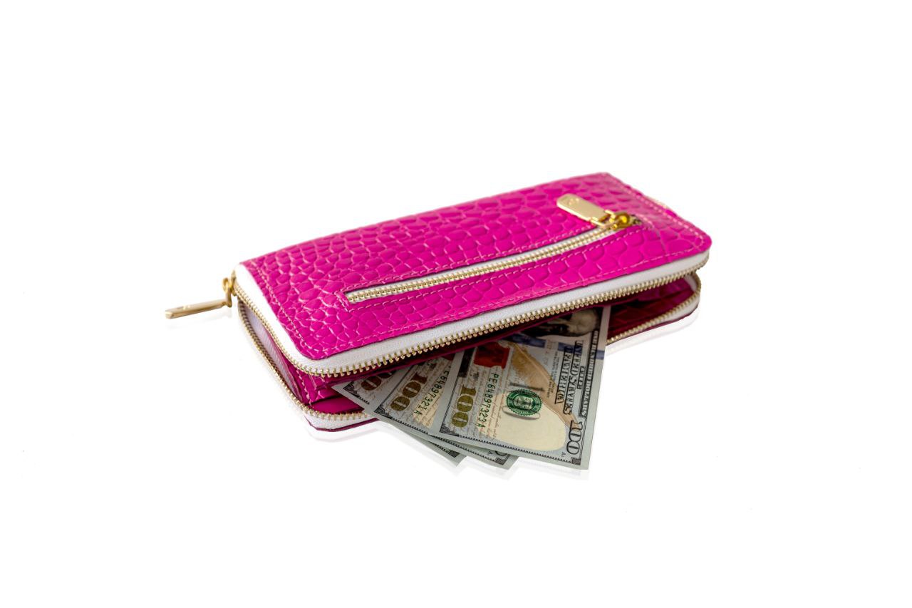 Pink Barbie Leather wallet, Womens Leather Wallet Leather, Wallet For Women, Gift for her Anniversary, zipp wallet,Leather Ziparound Wallet.
