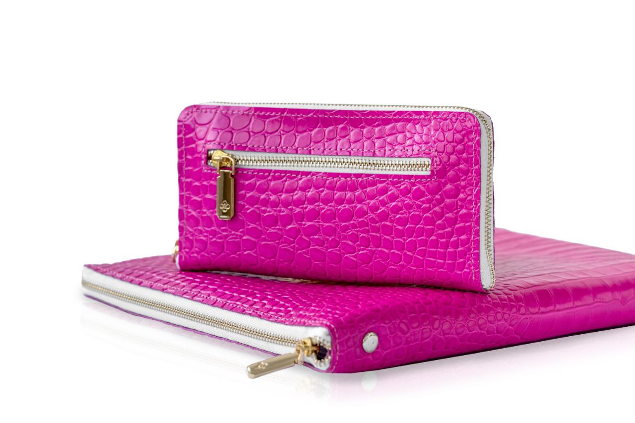 Pink Barbie Leather wallet, Womens Leather Wallet Leather, Wallet For Women, Gift for her Anniversary, zipp wallet,Leather Ziparound Wallet.