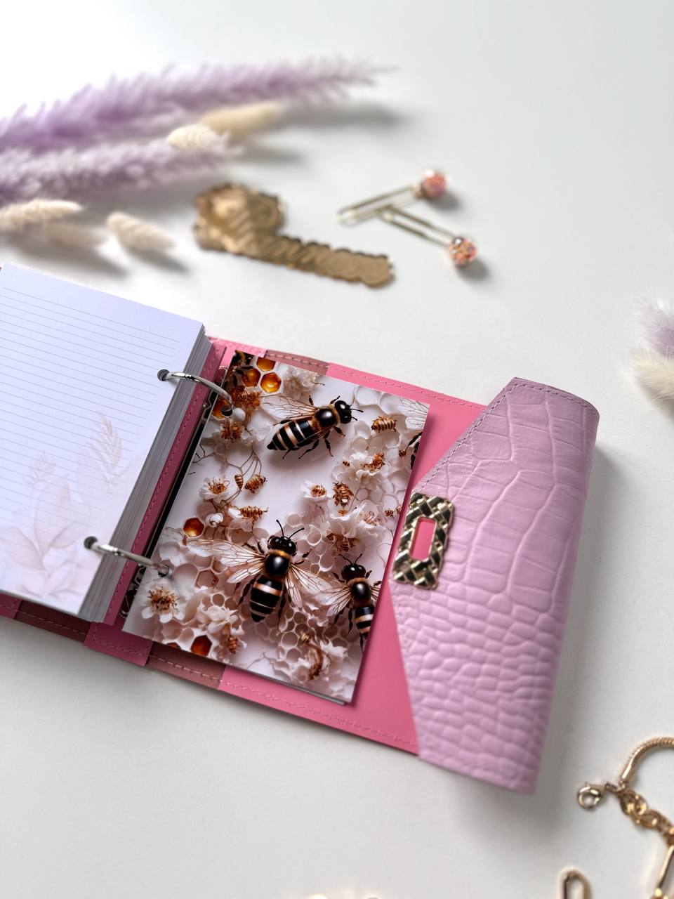 Leather mini notebook cover A7 binder,Planner A7 binder personal size, leather planner, planner binder 2 rings, time diary for work