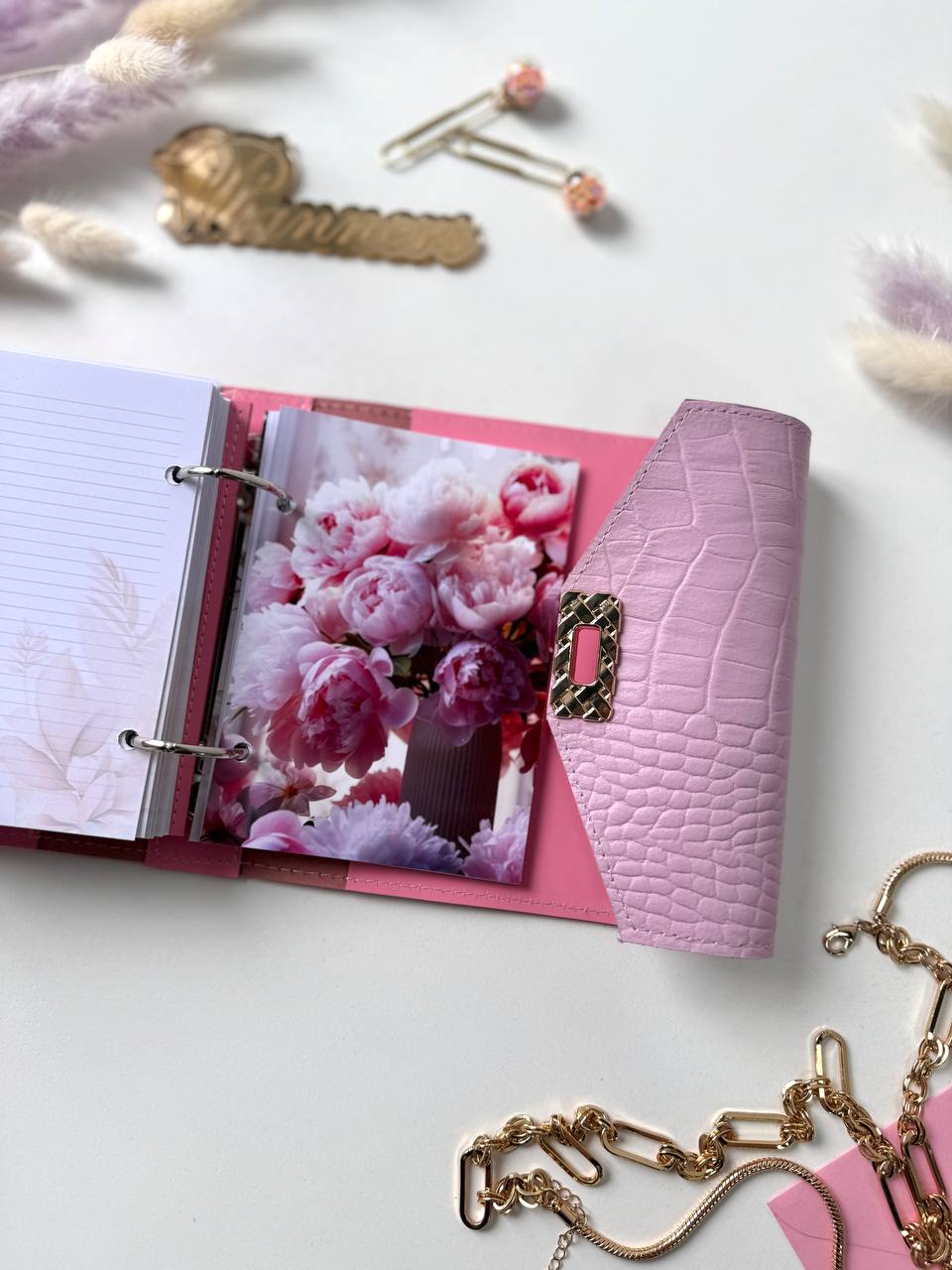 Leather mini notebook cover A7 binder,Planner A7 binder personal size, leather planner, planner binder 2 rings, time diary for work