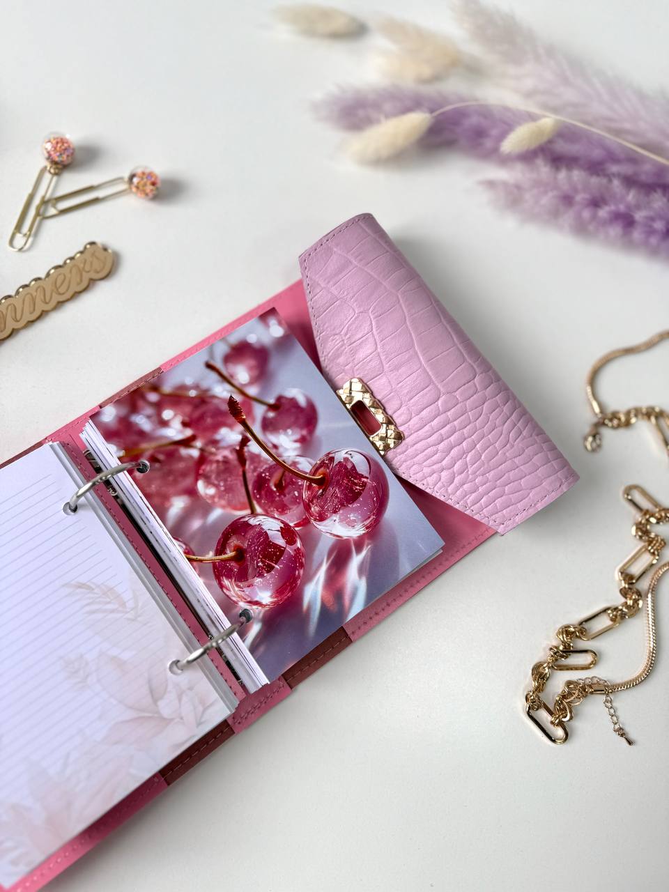 Leather mini notebook cover A7 binder,Planner A7 binder personal size, leather planner, planner binder 2 rings, time diary for work