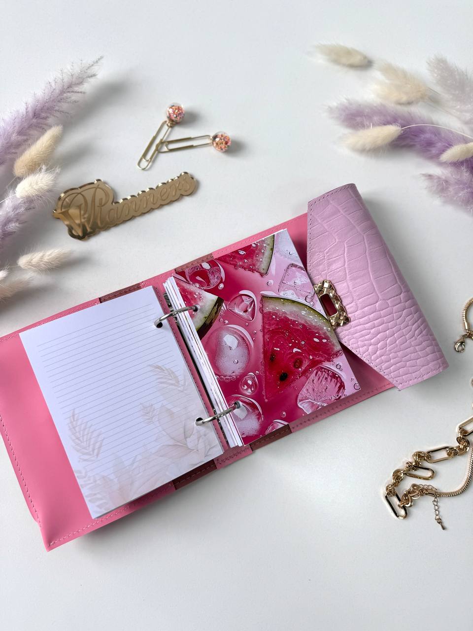 Leather mini notebook cover A7 binder,Planner A7 binder personal size, leather planner, planner binder 2 rings, time diary for work