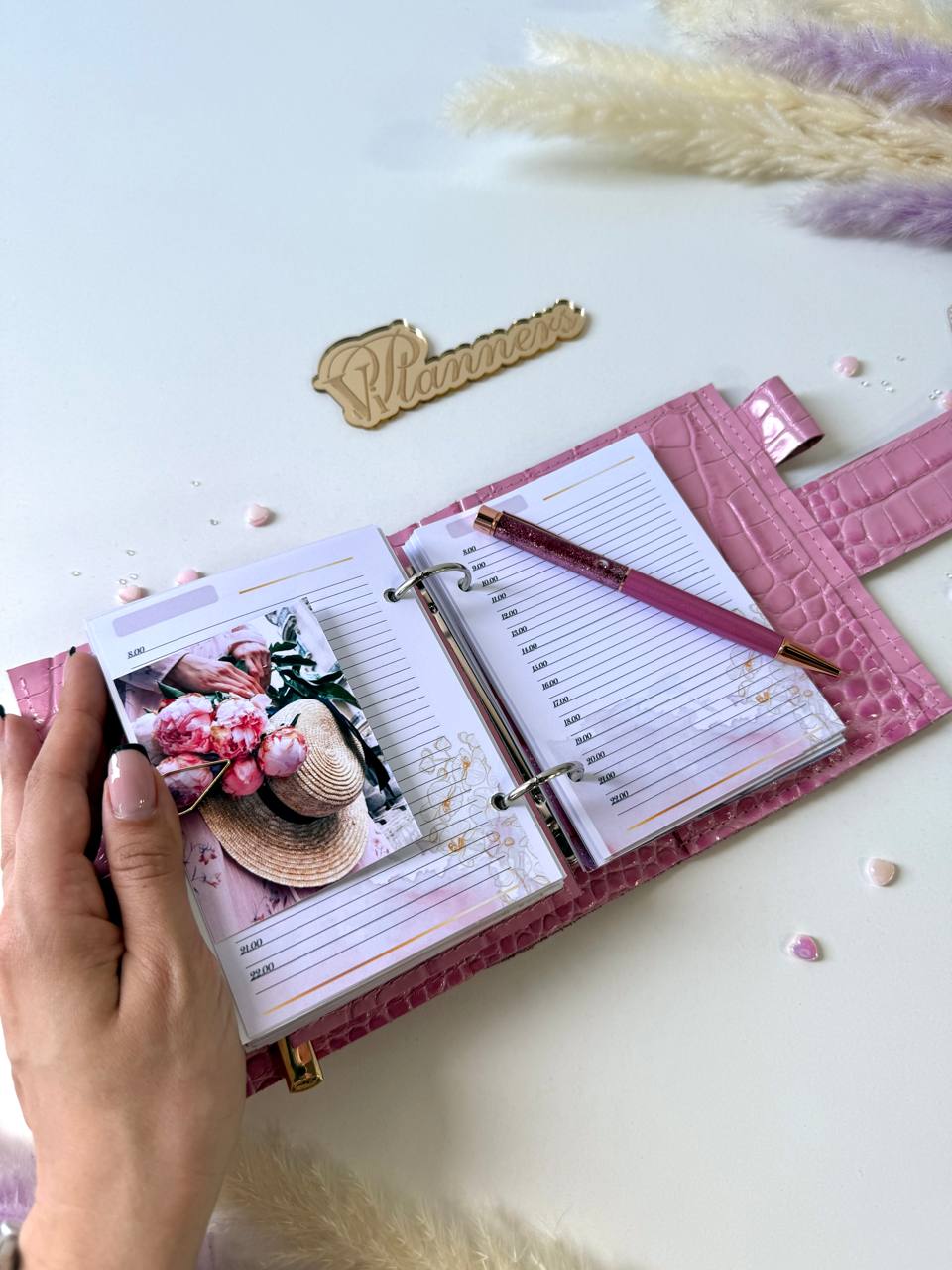 Leather mini notebook cover A7 binder,Planner A7 binder personal size, leather planner, planner binder2 rings, time diary for work