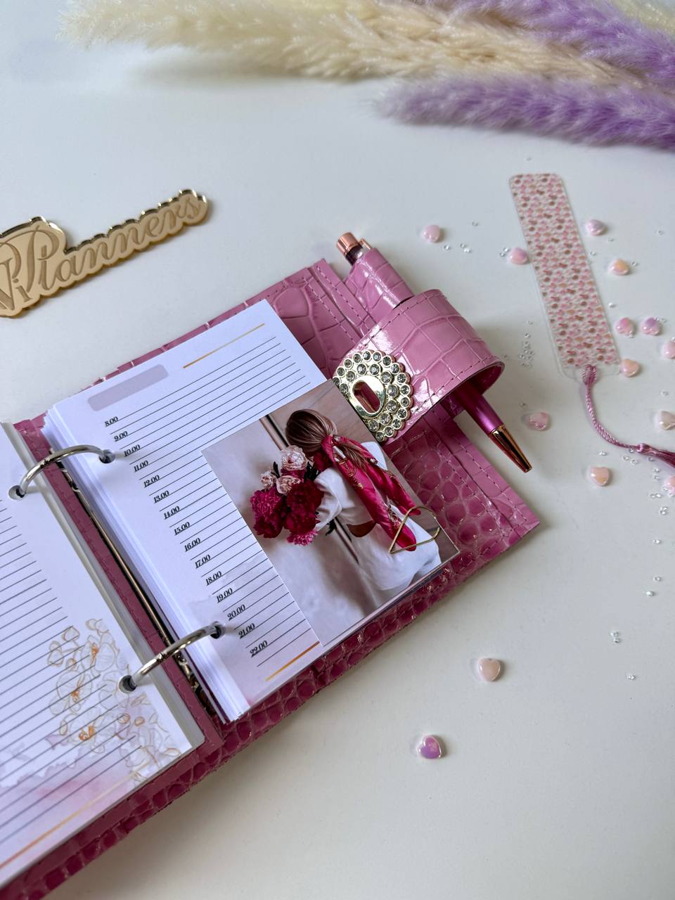 Leather mini notebook cover A7 binder,Planner A7 binder personal size, leather planner, planner binder2 rings, time diary for work