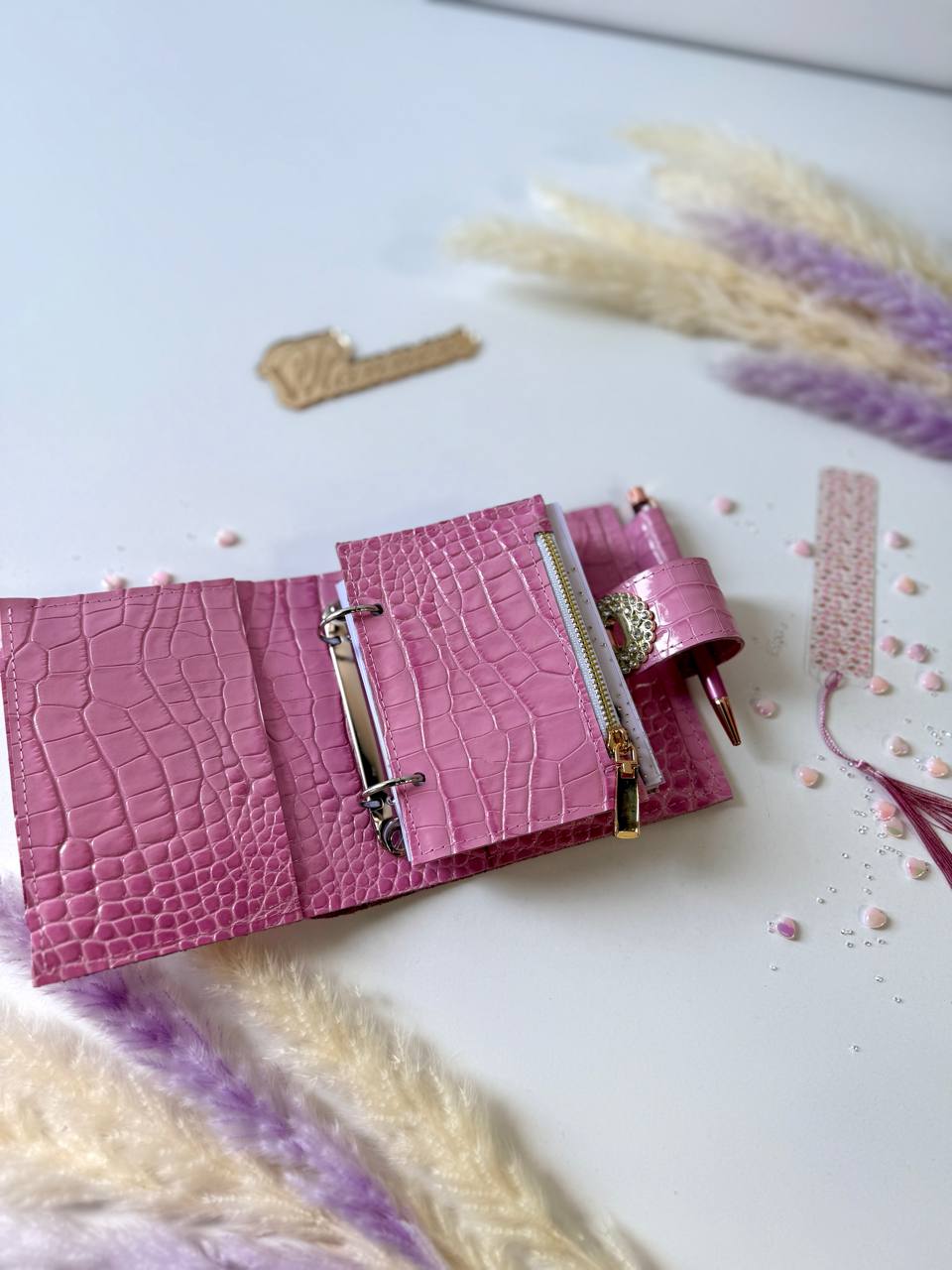 Leather mini notebook cover A7 binder,Planner A7 binder personal size, leather planner, planner binder2 rings, time diary for work