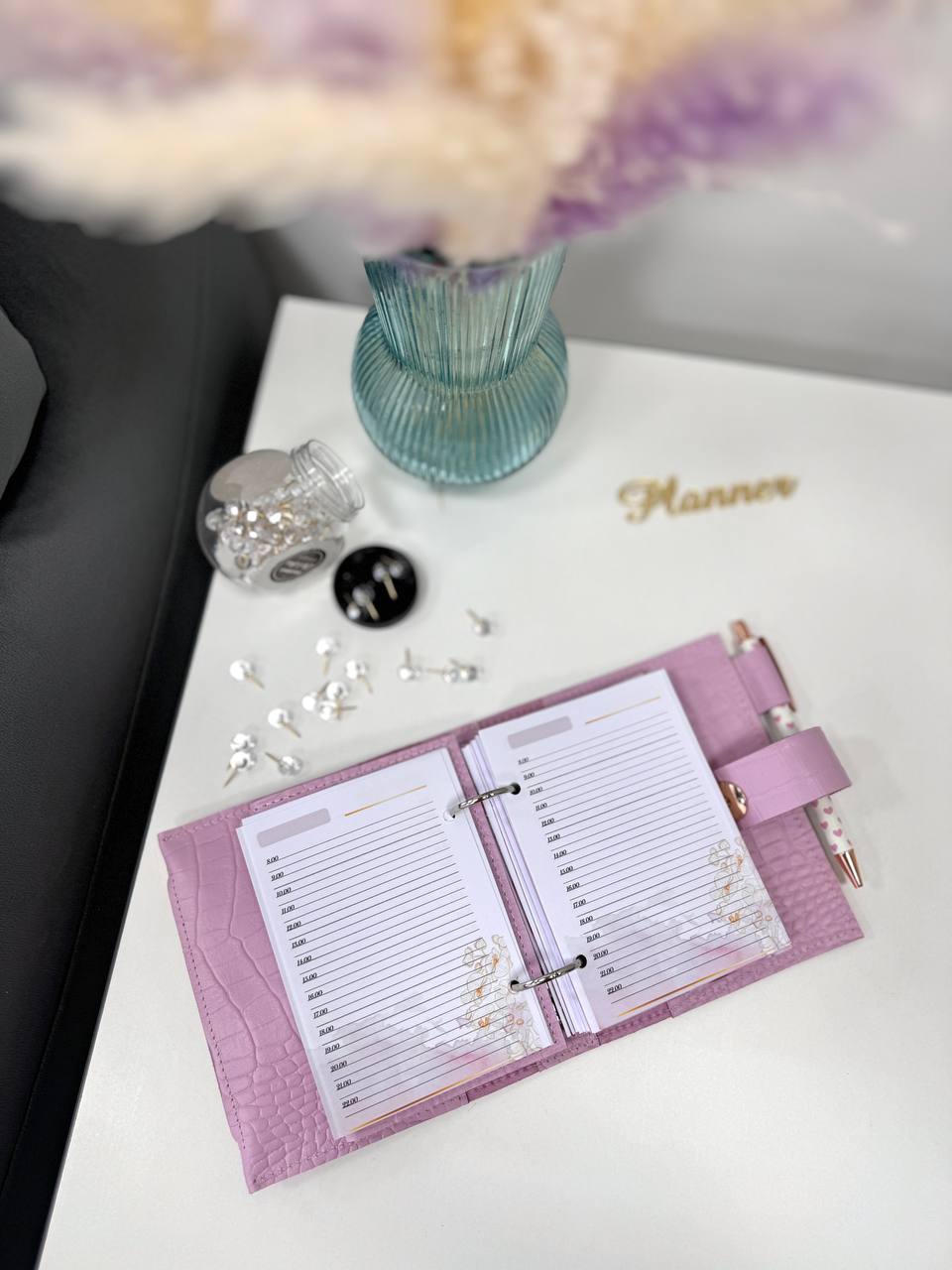 Leather mini notebook cover A7 binder,Planner A7 binder personal size, leather planner, planner binder 6 or 2 rings, time diary for work