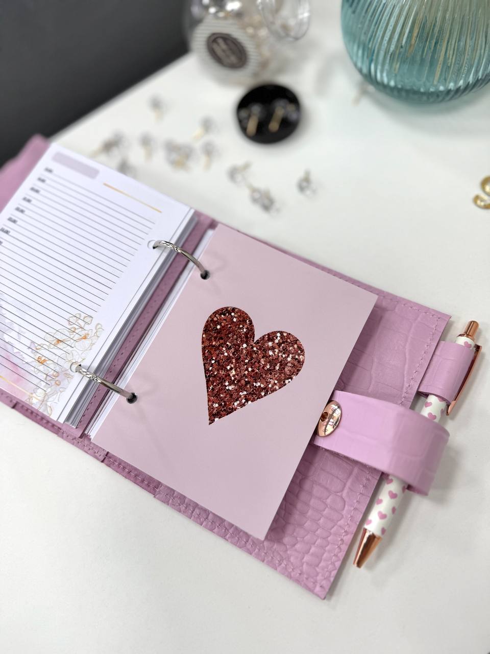 Leather mini notebook cover A7 binder,Planner A7 binder personal size, leather planner, planner binder 6 or 2 rings, time diary for work