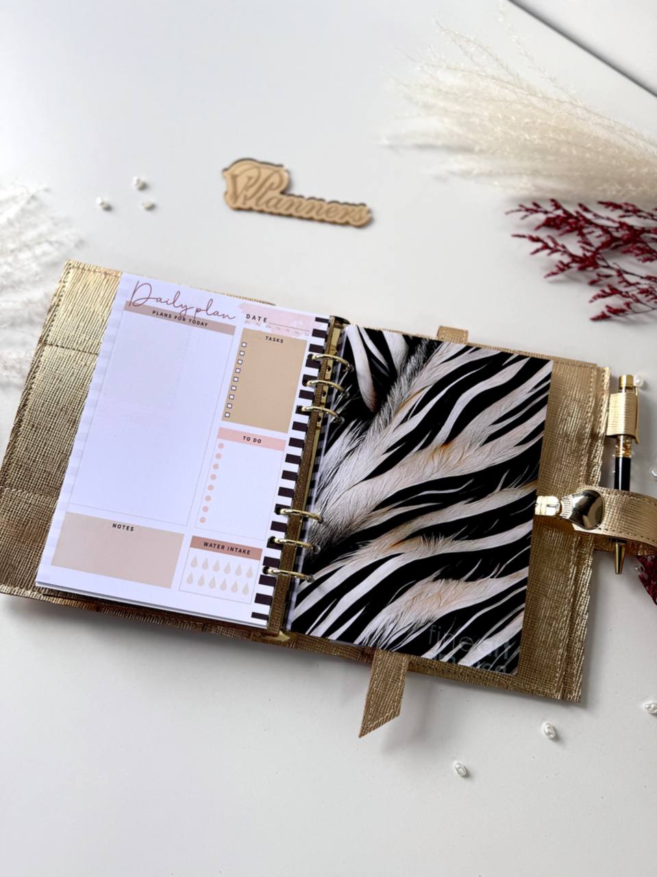 Gold leather notebook cover A5. Natural Italian Leather gold Planner A5.