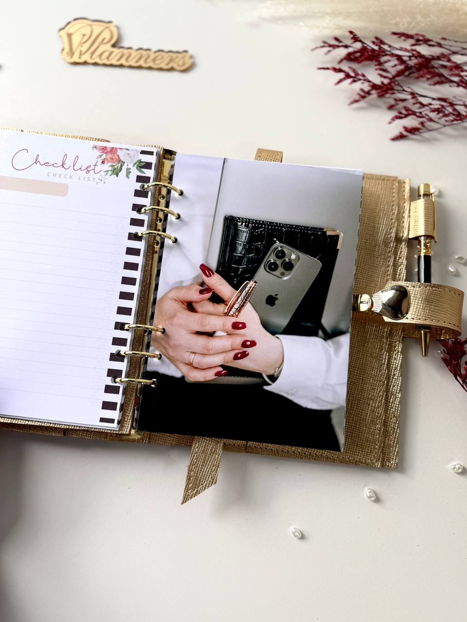Gold leather notebook cover A5. Natural Italian Leather gold Planner A5.