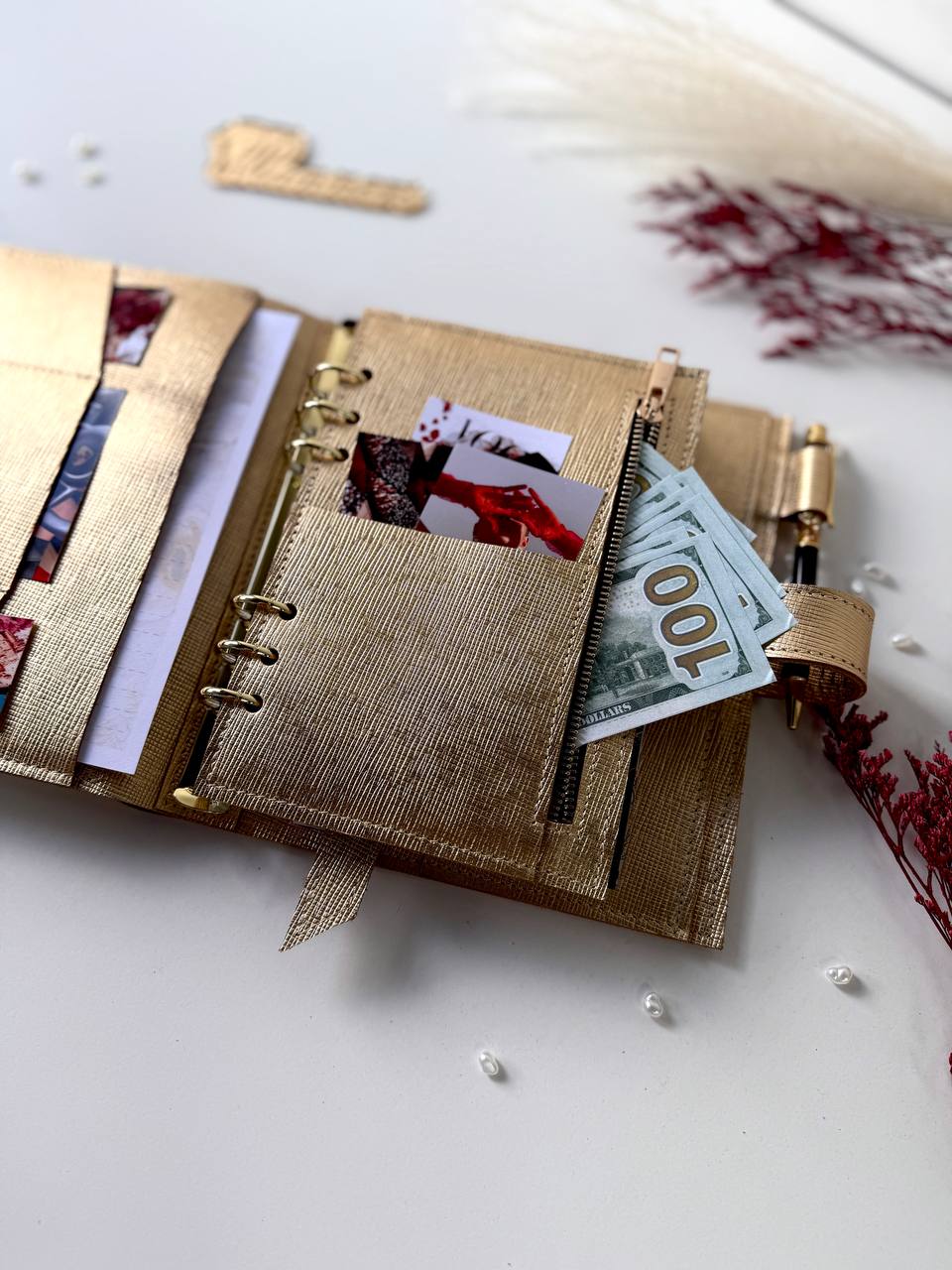 Gold leather notebook cover A5. Natural Italian Leather gold Planner A5, Ringbuch a5, Leather template, A5 ring binder,Binder a5,Leather wallet template,Binder wallet.