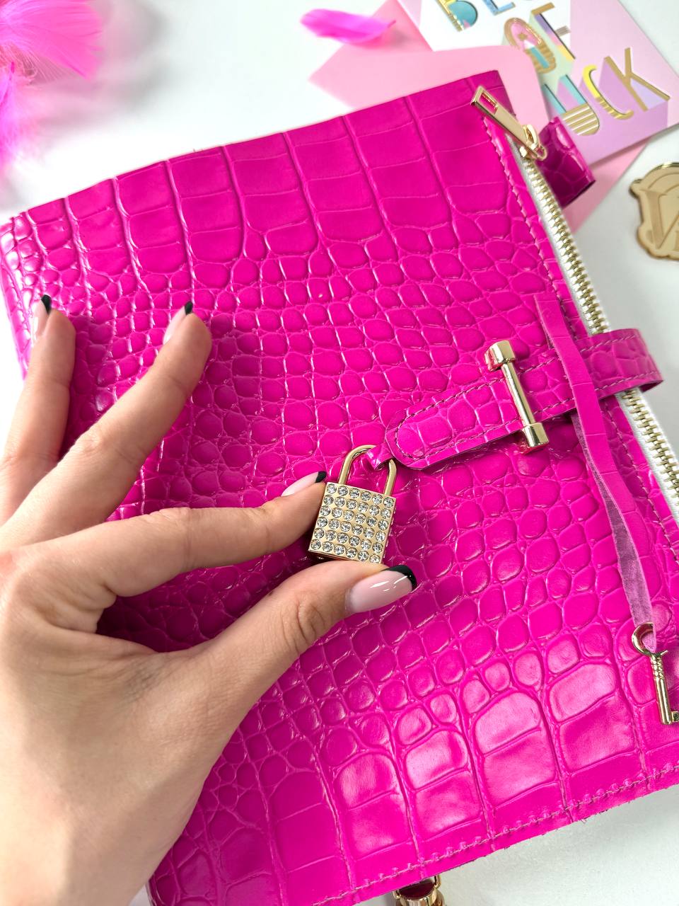 Natural Italian Leather hot Pink Planner A5, Ringbuch a5, Leather template, A5 ring binder,Binder a5,Leather wallet template,Binder wallet.