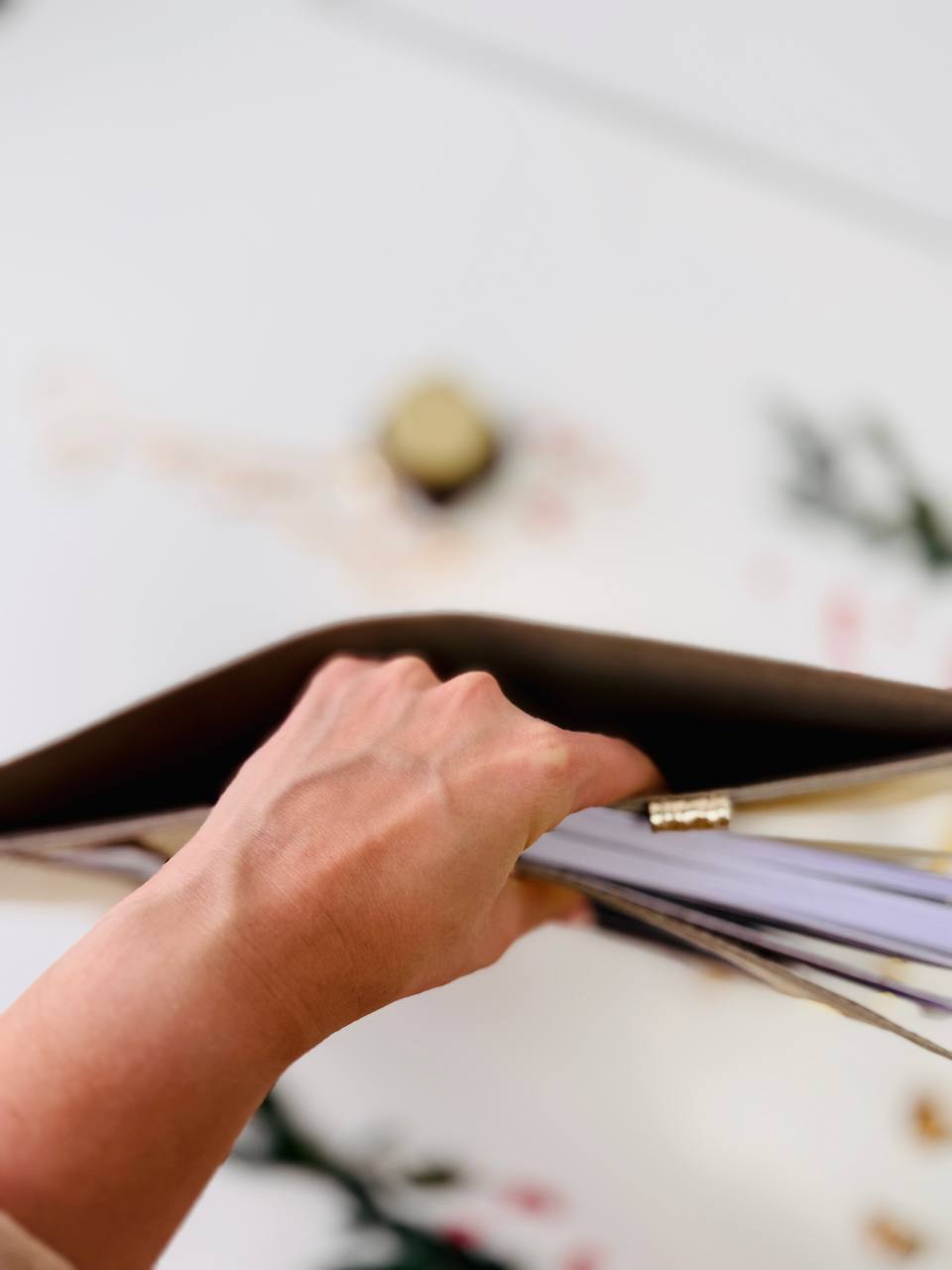 Gold leather planner binder A5.