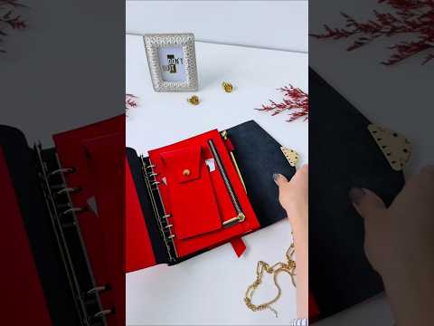 The Ultimate Statement Accessory: Red & Black Genuine Leather Gift Set. Red and black leather notebook cover A5 with leather pencil case- perfect gift 2026.