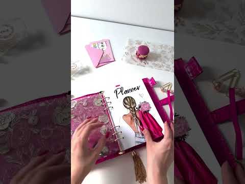 Hot pink leather planner A5 big binder weekly planning.