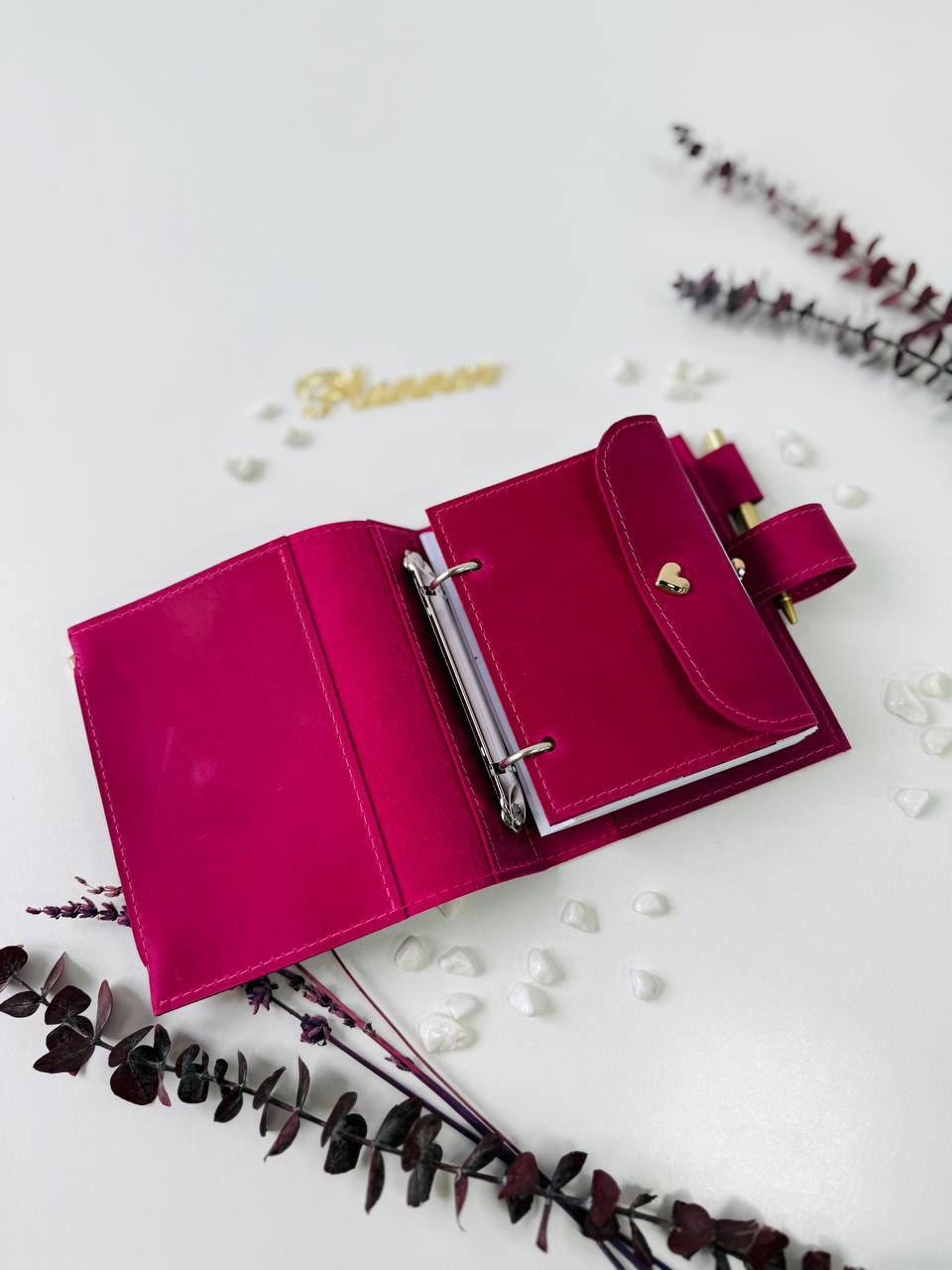 Leather mini notebook cover A7 binder,Planner A7 binder personal passport size, leather planner, planner binder 2 rings, diary for work.