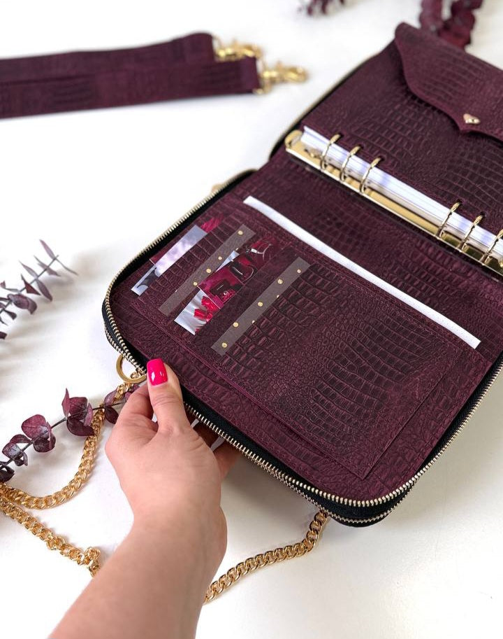 Discover the Perfect Union of Form and Function with Our Burgundy Croc A5 Bag-Planner