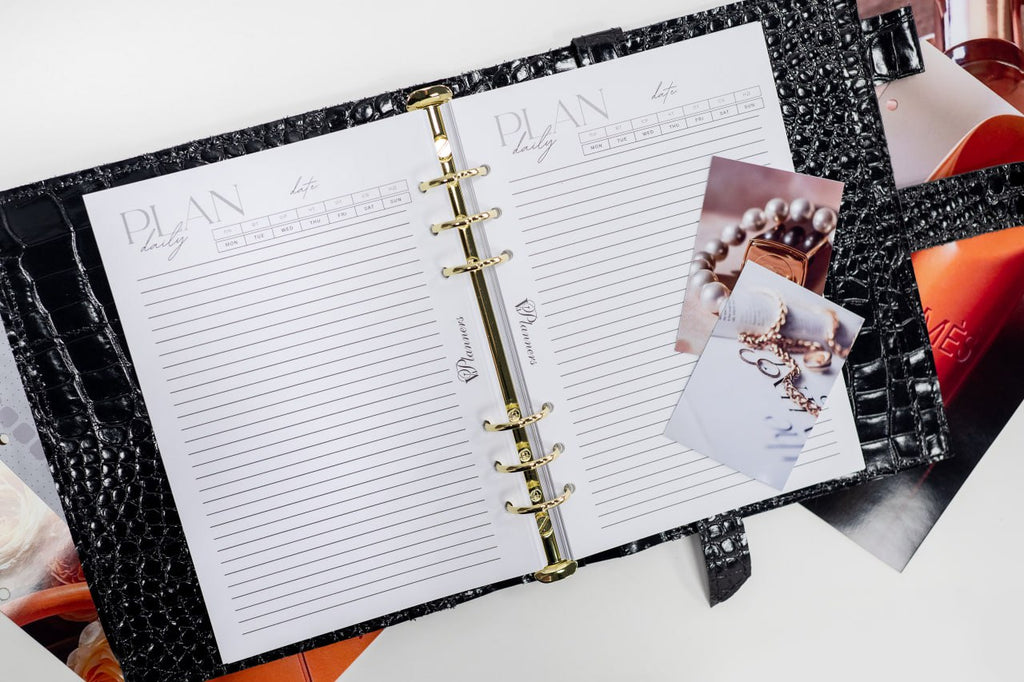 Black croco leather notebook cover A5 for documents A4 and A5 format.