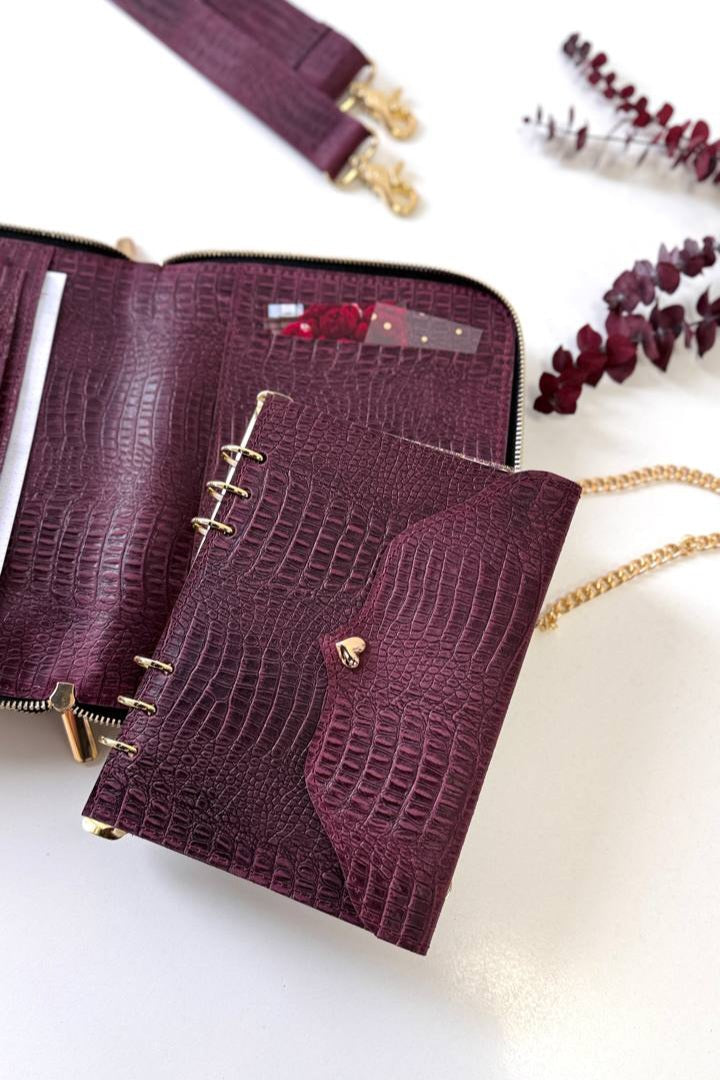 Discover the Perfect Union of Form and Function with Our Burgundy Croc A5 Bag-Planner