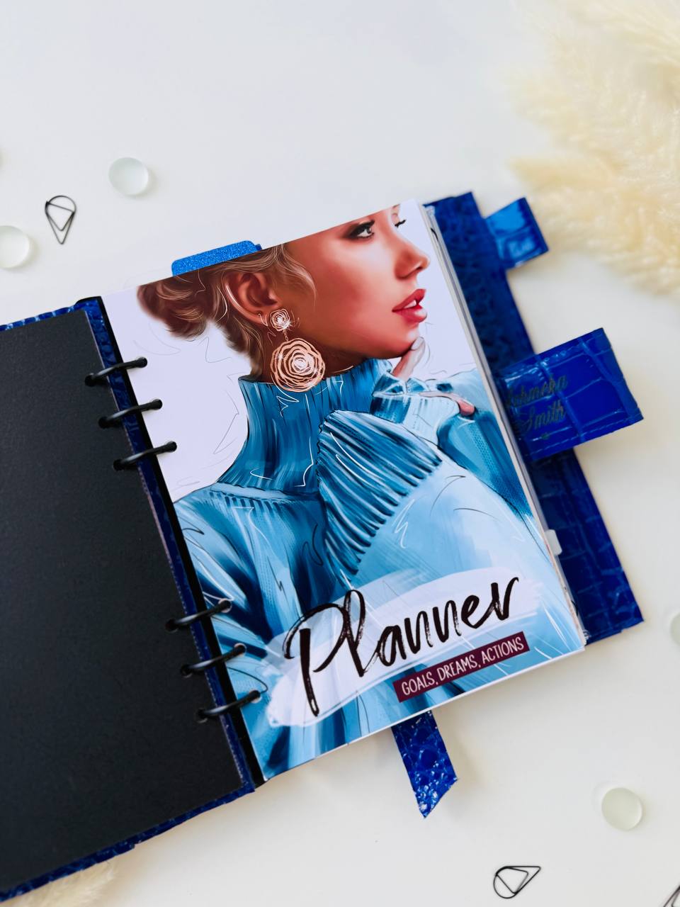 Personalized leather planner big binder A5- cover for documents A4 and A5 format.