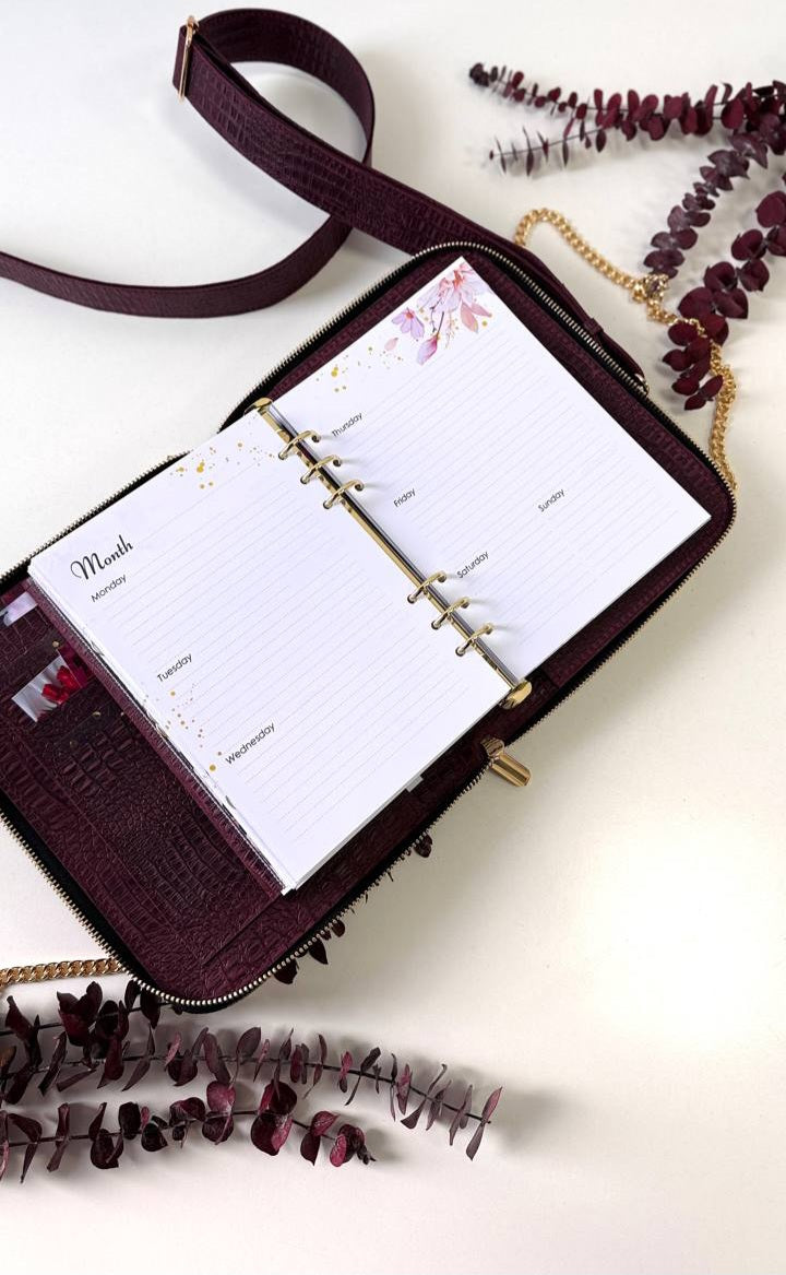 Discover the Perfect Union of Form and Function with Our Burgundy Croc A5 Bag-Planner