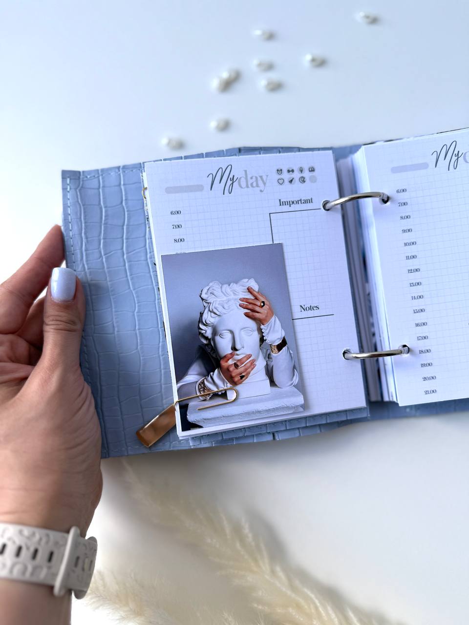 Leather mini planner A7, mini planner,personal size, study stationery, passport size notebook, leather wallet binder planner daily.