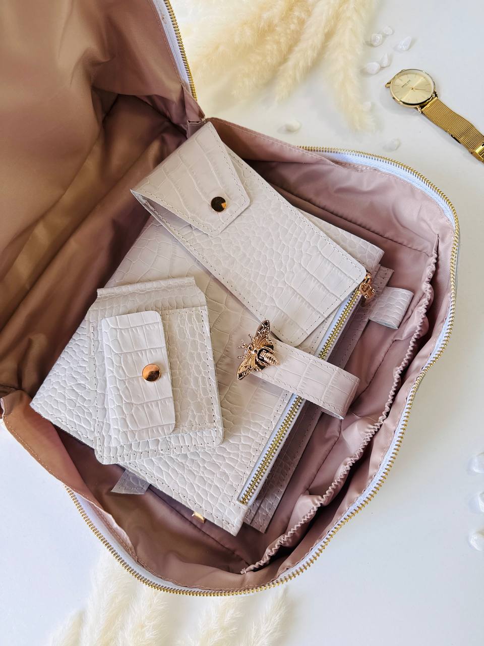 Luxury A5 Planner Organizer Set - Premium Genuine Leather, Crocodile Embossed