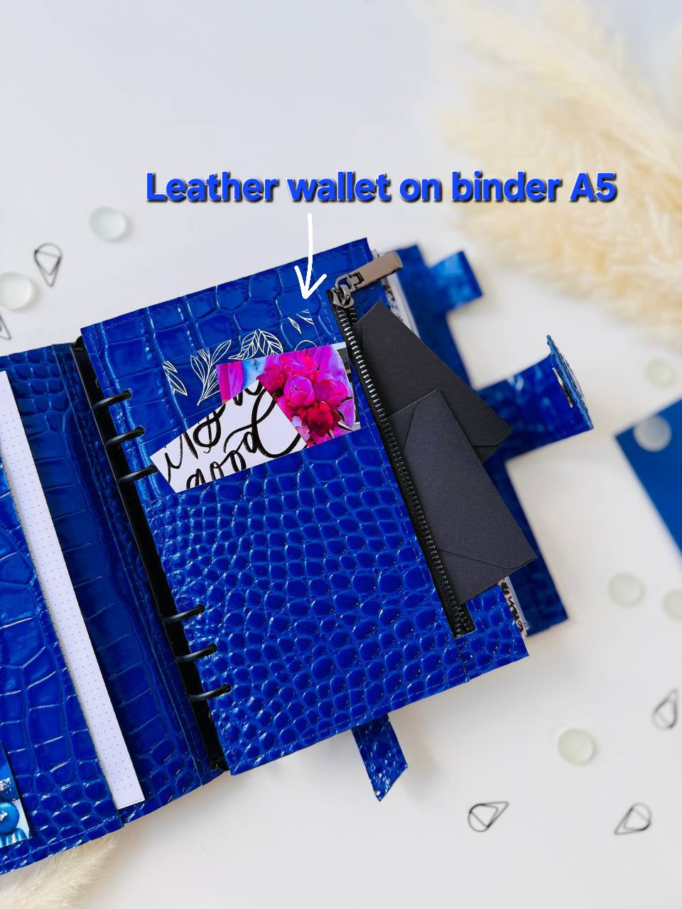 Personalized leather planner big binder A5- cover for documents A4 and A5 format.