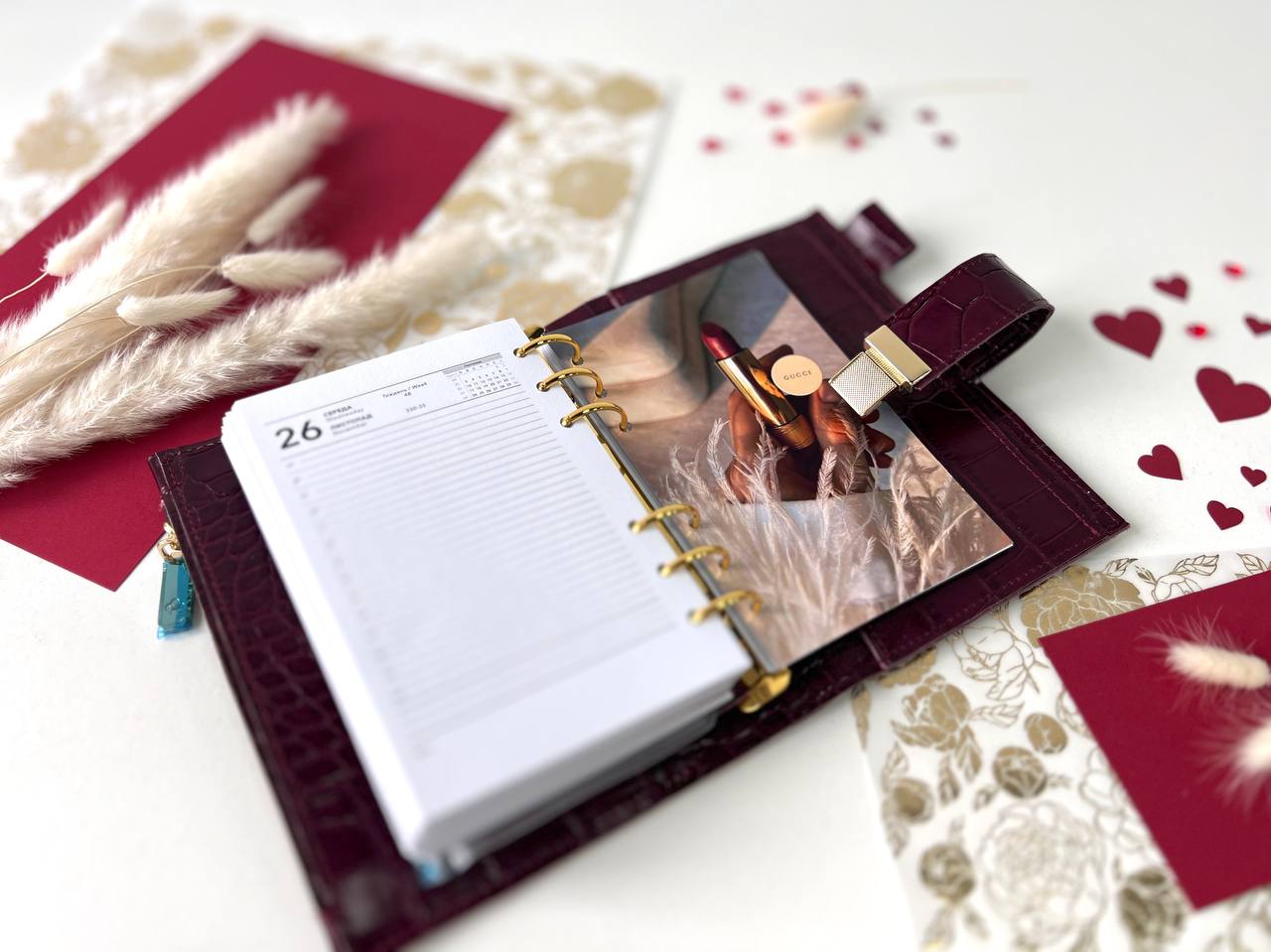 A6 NEW SIZE leather double planner cover binder 6 rings binder, dated planner, leather planner, gift for her, medium size planner.