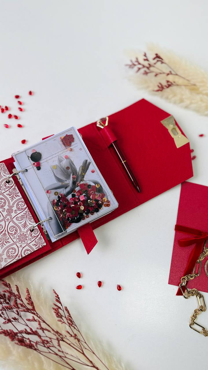 Red Leather mini planner A7 binder.