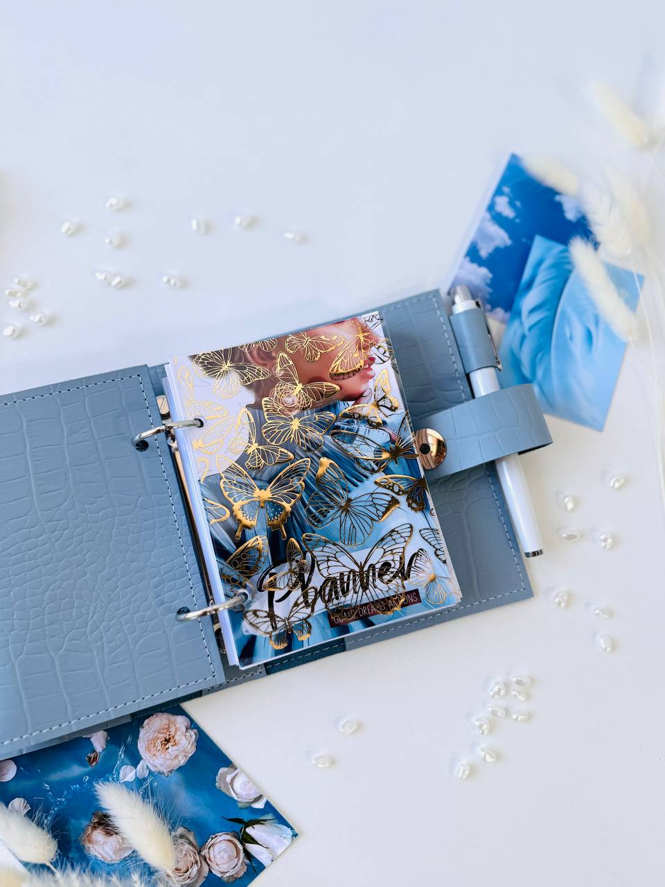 Leather mini notebook cover A7 binder,Planner A7 binder personal size, leather planner, planner binder 2 rings, time diary for work