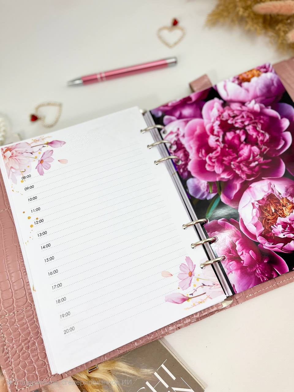 Natural Italian Leather Pink Planner A5, Ringbuch a5, Leather template, A5 ring binder,Binder a5,Leather wallet template,Binder wallet.