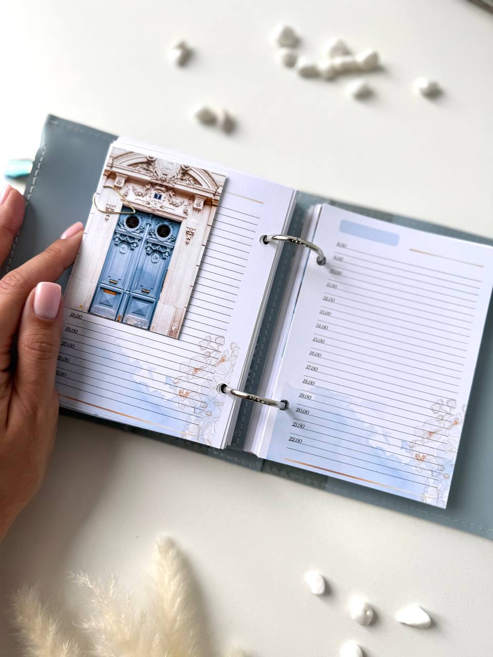 Leather mini notebook cover A7 binder,Planner A7 binder personal size, leather planner, planner binder 2 rings, time diary for work