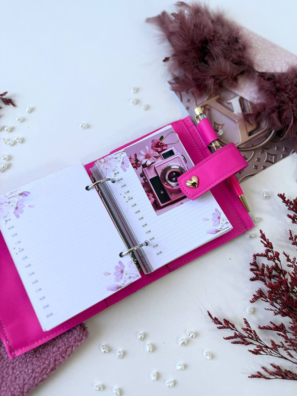 Leather mini planner A7, mini dated 2026 planner,personal size, study stationery, passport size notebook, leather wallet binder planner daily.