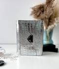 Rare silver leather like a mirror. Perfect leather planner A5.