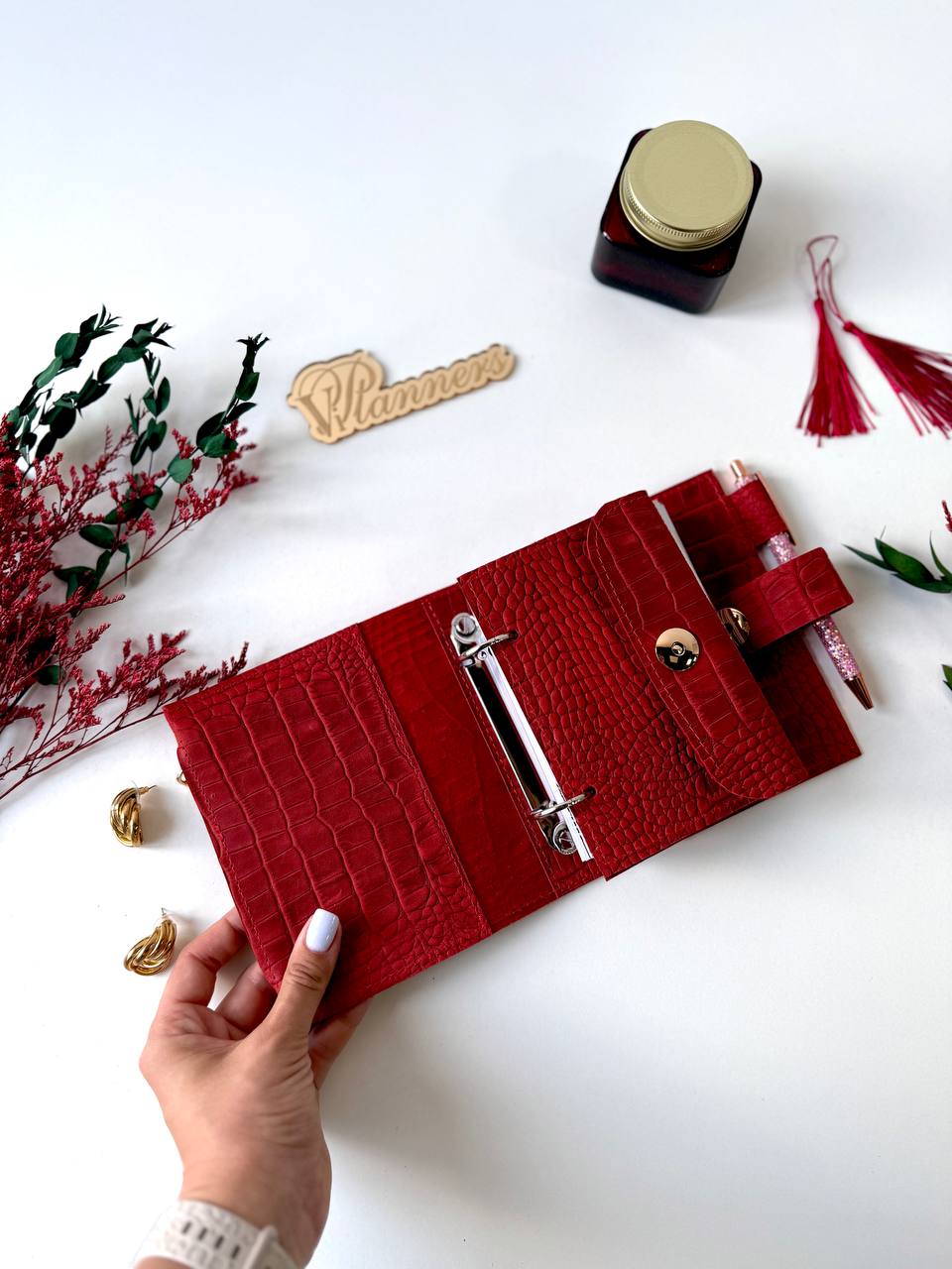 Leather mini notebook cover A7 binder,Planner A7 binder personal passport size, leather planner, planner binder 2 rings, diary for work.