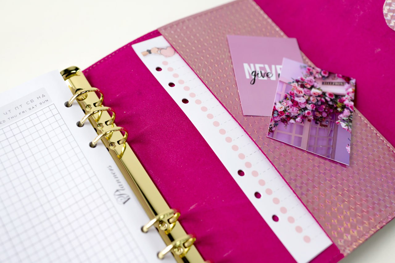 Cyprus, Limassol. RARE holographic pink leather notebook cover A5. Natural Italian Leather Pink Planner A5, Leather template, A5 ring binder,Binder a5.