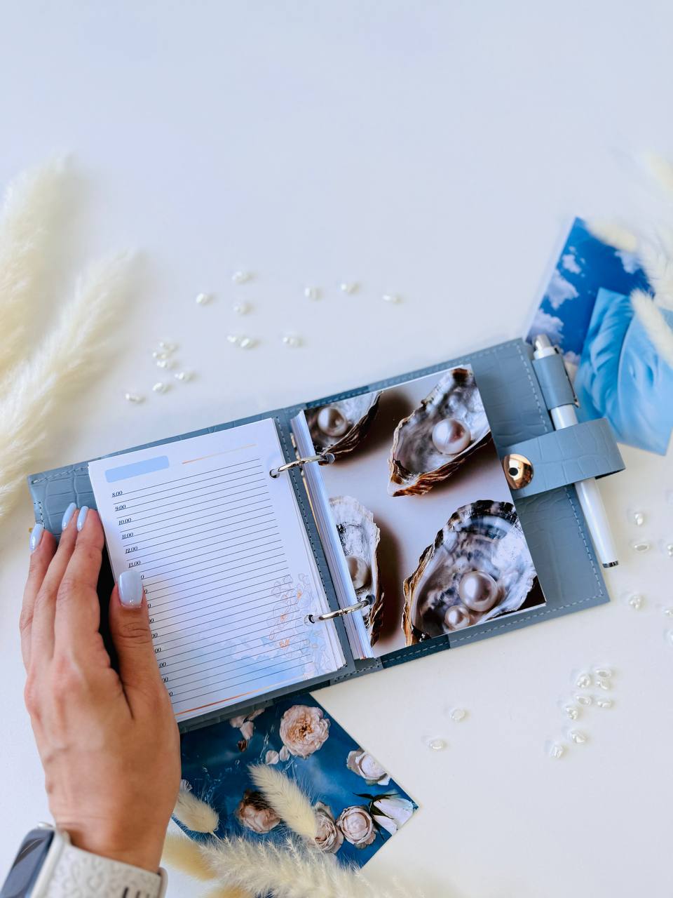 Leather mini notebook cover A7 binder,Planner A7 binder personal size, leather planner, planner binder 2 rings, time diary for work