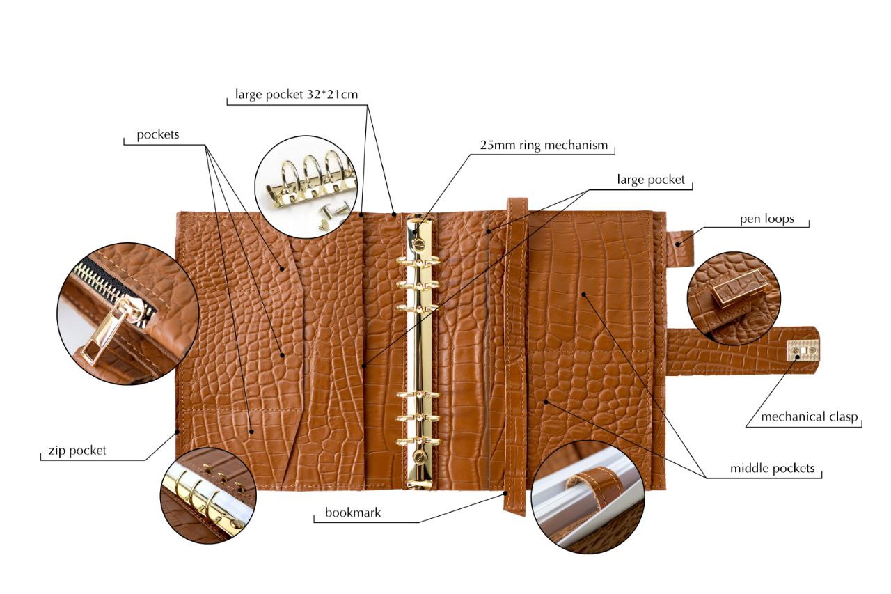 Elegant A5 Brown Leather Notebook Cover