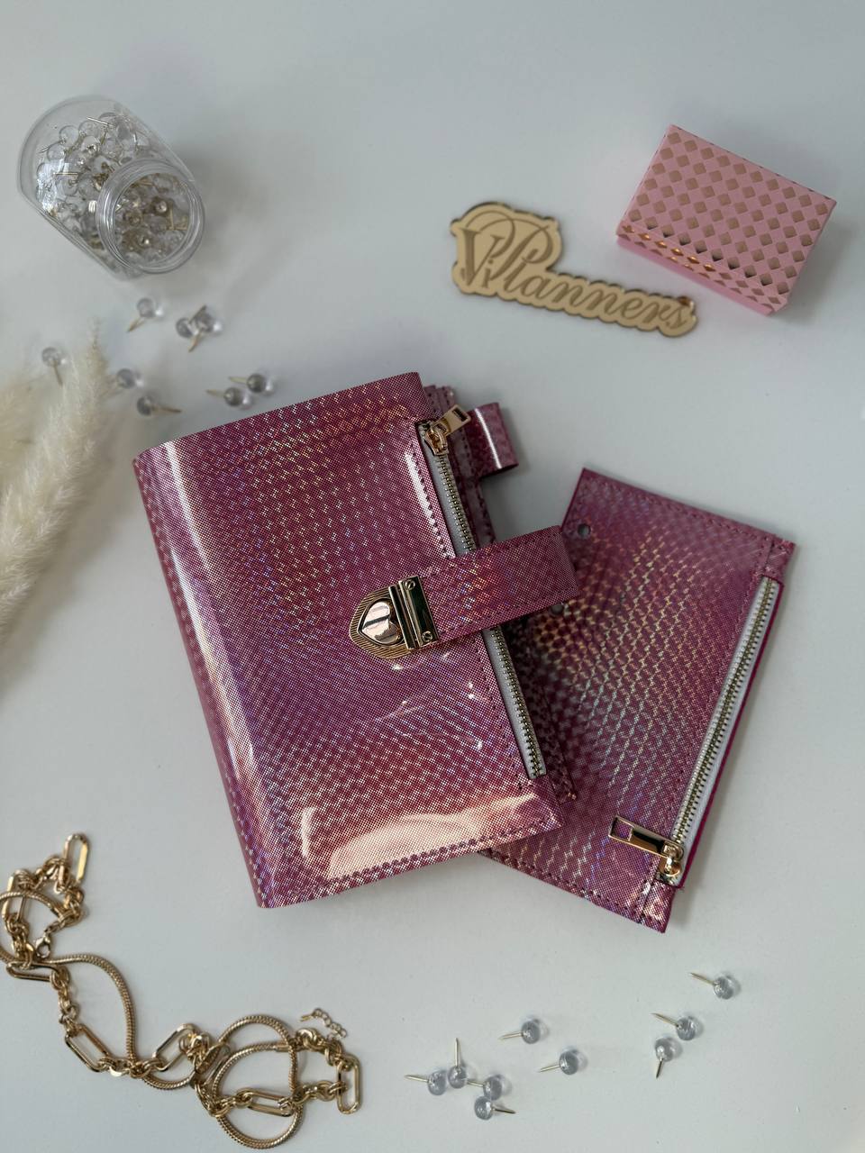 A6 leather pink double planner cover binder 6 rings binder, dated planner, leather planner, gift for her, medium size planner.