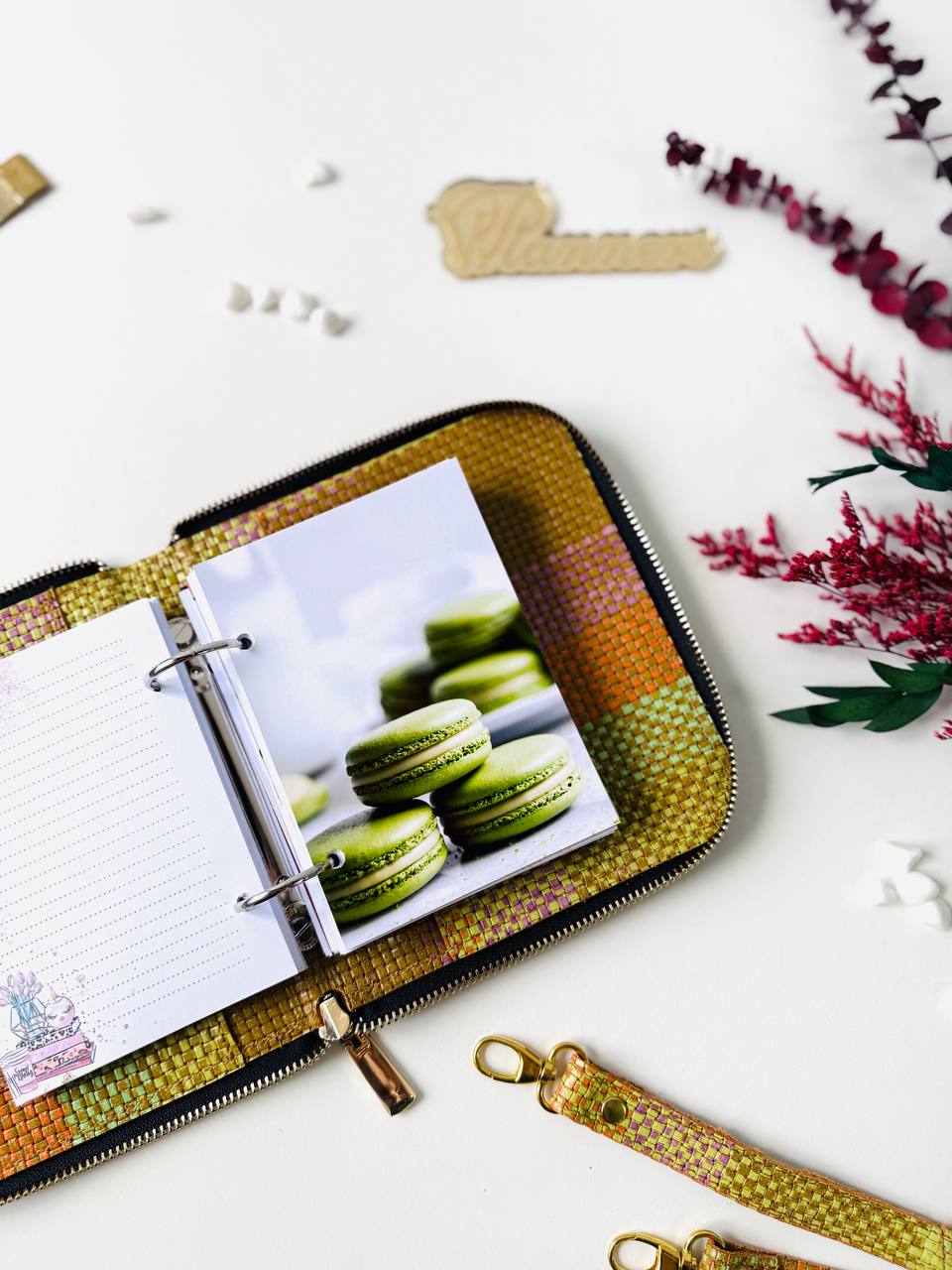 Leather bag mini planner A7, mini planner,personal size, study stationery, passport size notebook, leather wallet binder planner daily.