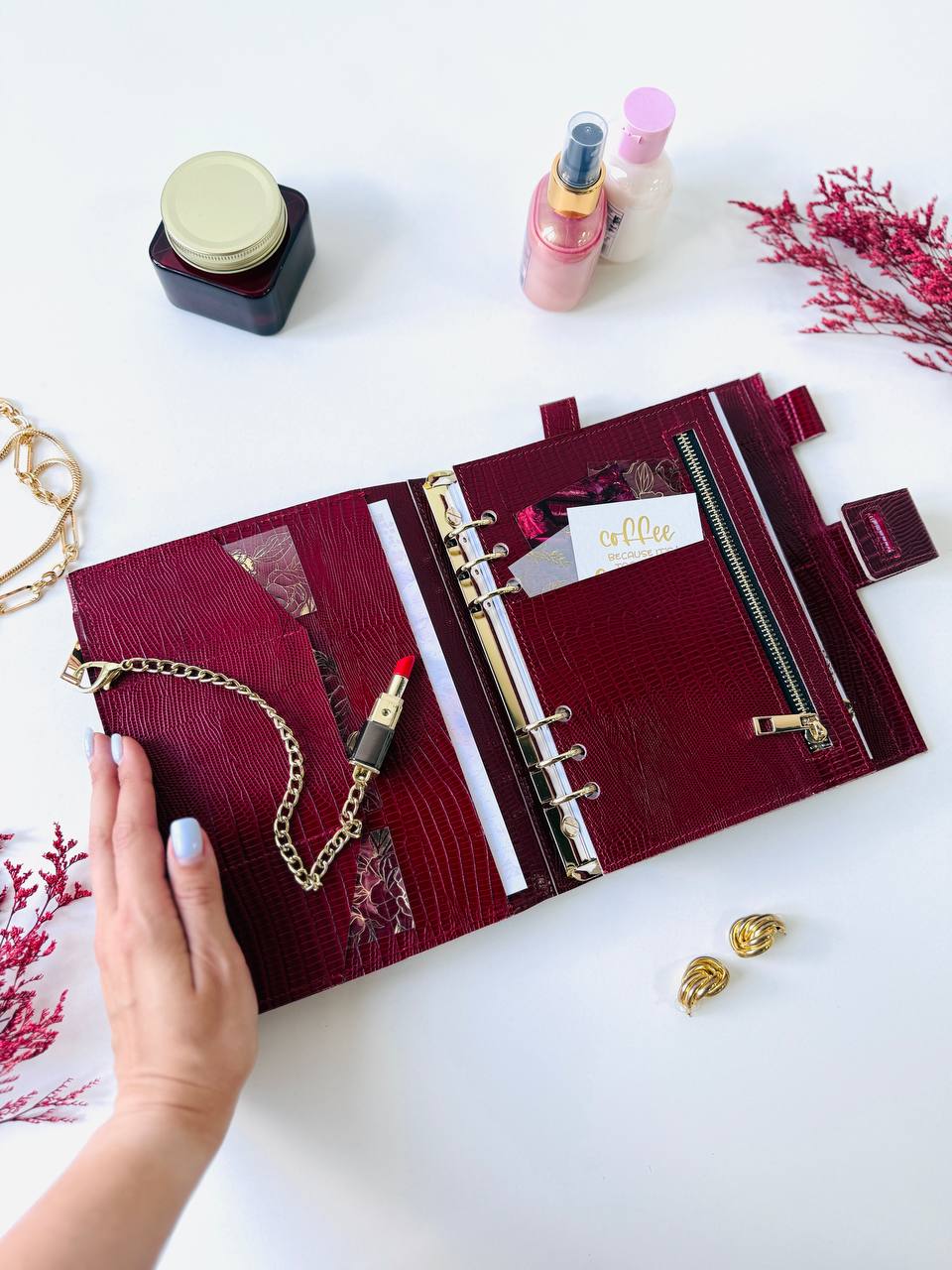 Natural Italian Leather Planner A5, Leather template, A5 ring binder,Binder a5,Leather wallet template,pink Binder wallet.