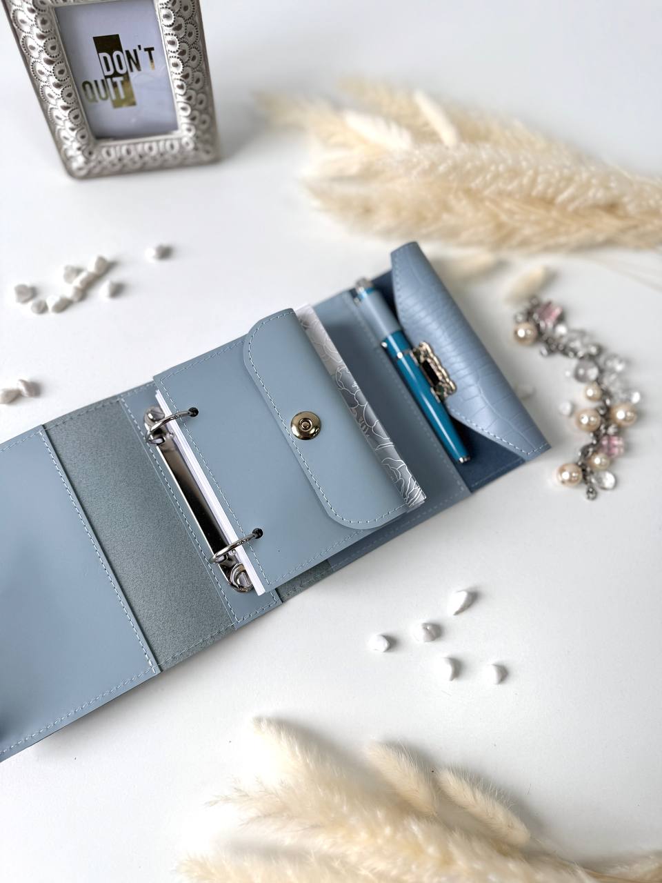 Leather mini notebook cover A7 binder,Planner A7 binder personal size, leather planner, planner binder 2 rings, time diary for work