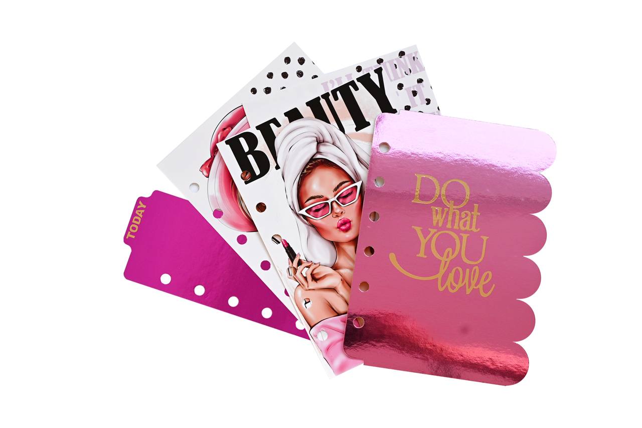 Hot pink leather notebook cover A7 mini wallet organizer 6 big binder rings.