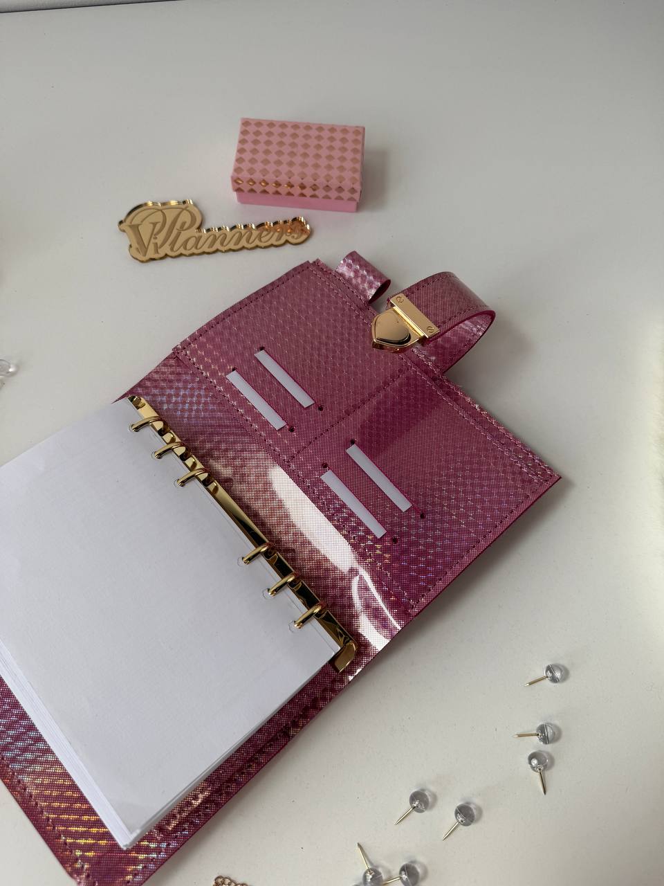 A6 leather pink double planner cover binder 6 rings binder, dated planner, leather planner, gift for her, medium size planner.