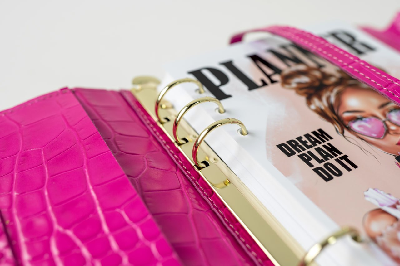 Natural Italian Leather Pink Planner A5, Ringbuch a5, Leather template, A5 ring binder,Binder a5,Leather wallet template,Binder wallet.