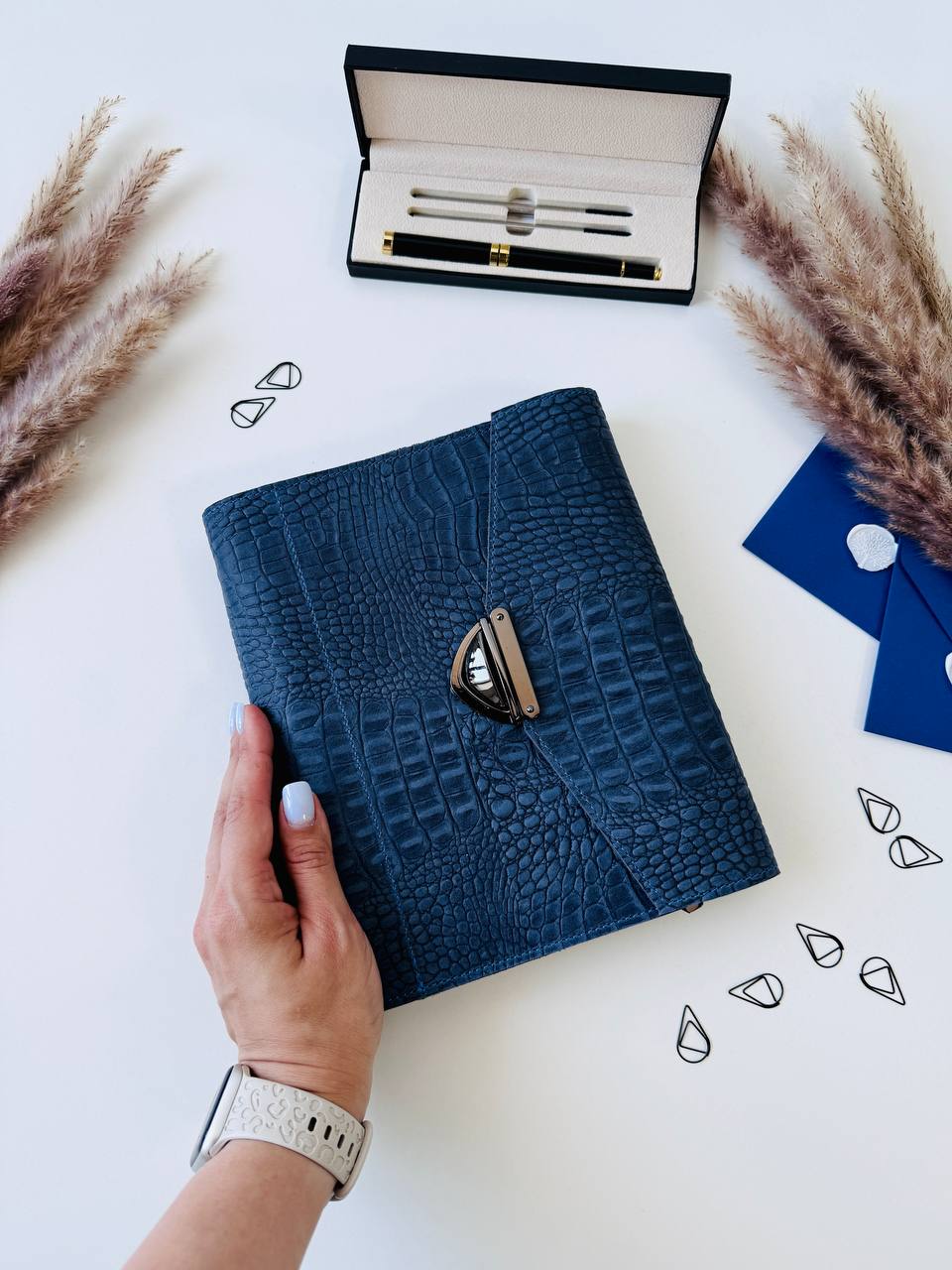 Rare blue 3d leather notebook cover A5.