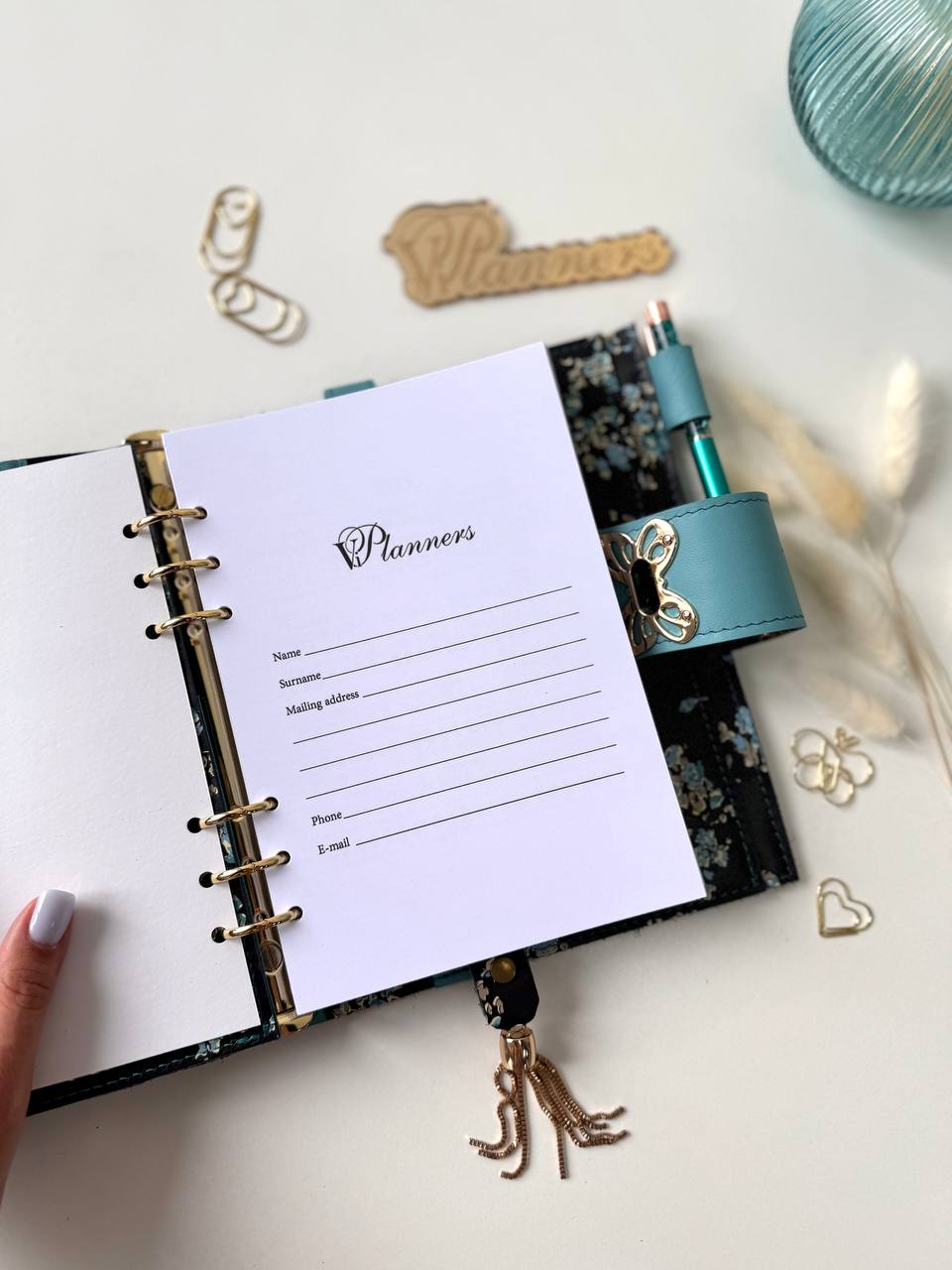 Flowers leather planner A5 binder.