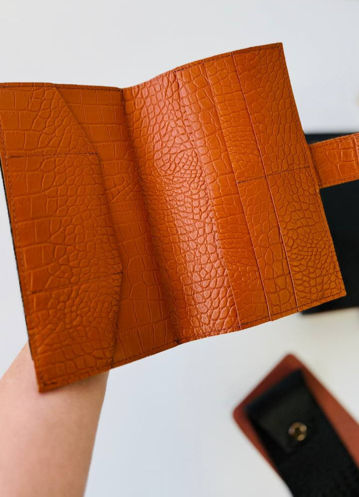 Premium Genuine Leather 4-Piece Business & Travel Set (Black-Brown)