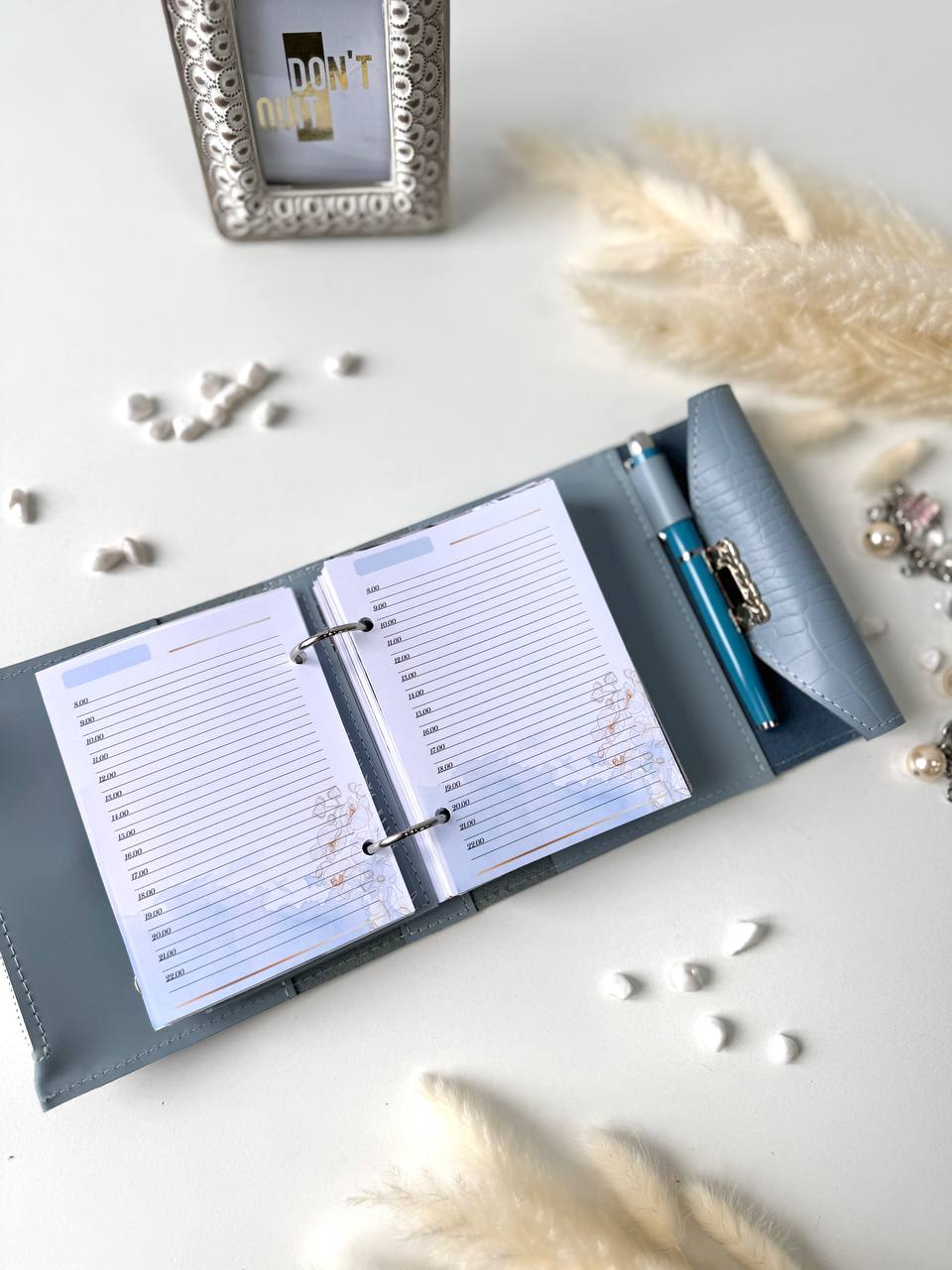 Leather mini notebook cover A7 binder,Planner A7 binder personal size, leather planner, planner binder 2 rings, time diary for work