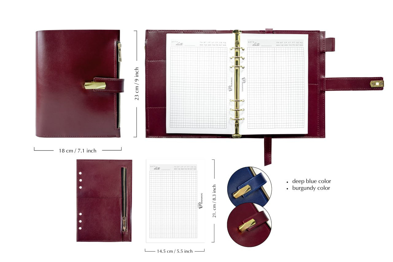 Leather cover A5 - for documents A5 and A4 size.